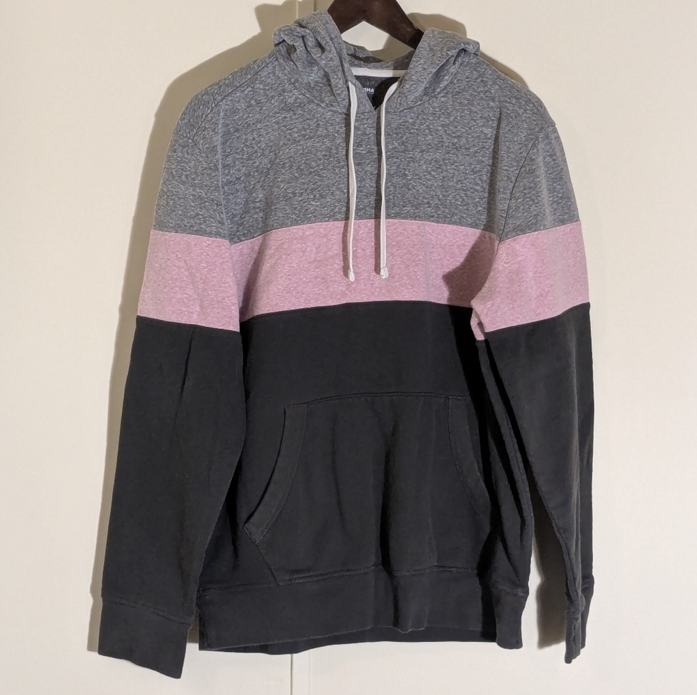 Sonoma Gray, Pink, and Black Men's Color Block Hoodie